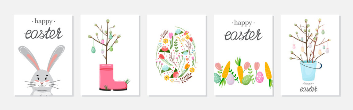 Collection of Easter templates with cute design elements.