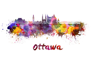 Ottawa V2 skyline in watercolor