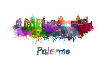 Palermo skyline in watercolor