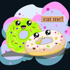 Fototapeta premium cute dessert cartoon template illustration 
