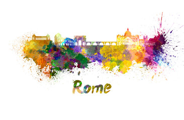 Rome skyline in watercolor