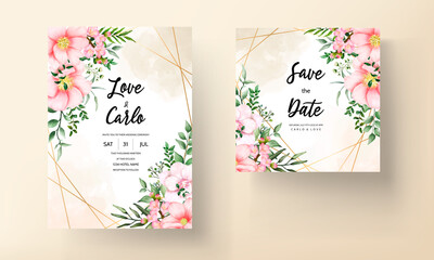 Romantic watercolor wedding invitation card template