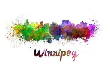 Winnipeg skyline in watercolor