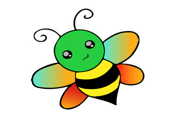 A Smiling Bee with Colorful Wings
