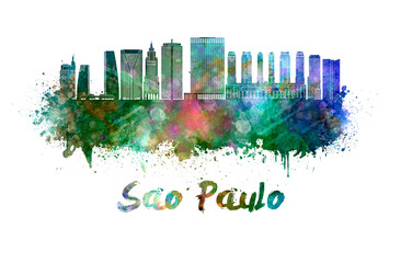Sao Paulo V2 skyline in watercolor
