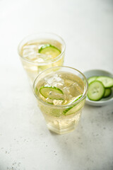Refreshing homemade lemonade with fresh cucumber
