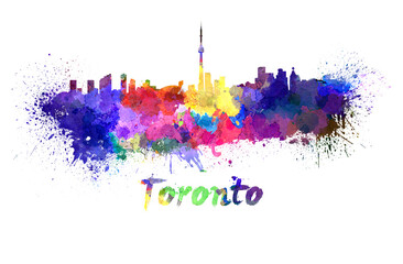 Toronto skyline in watercolor