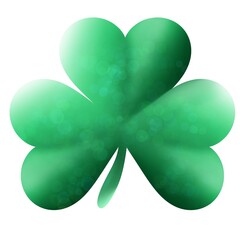 Nice digital illustration of a digital drawn green clover separeted on the white background symbol of Patrics day