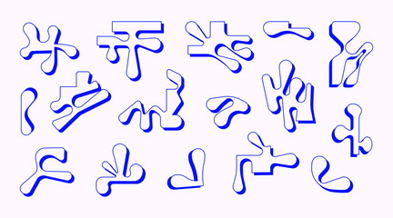 Set of linear objects in a modern style, the shape of a liquid tear,