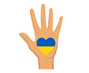 Hand And Ukraine Emblem Flag Heart National Europe Map Symbol Abstract Vector illustration Design