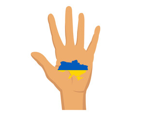 Obraz premium Ukraine Emblem Flag Map National Europe Map With Hand Symbol Abstract Vector illustration Design