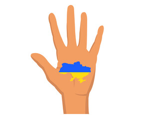 Ukraine Emblem Flag Map National Europe Map With Hand Symbol Abstract Vector illustration Design