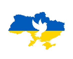 Ukraine Dove of peace Flag Emblem Symbol Map National Europe Abstract Vector Design