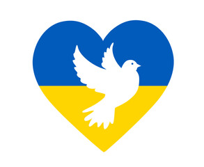Ukraine Dove of peace Flag Emblem Symbol Heart National Europe Abstract Vector Design