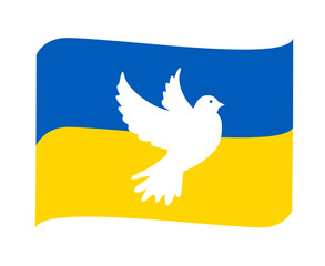 Ukraine Dove of peace Flag Emblem Symbol Ribbon National Europe Abstract Vector Design