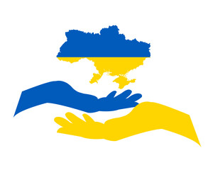 Ukraine Emblem Hands And Flag Map Symbol Abstract National Europe Vector illustration Design