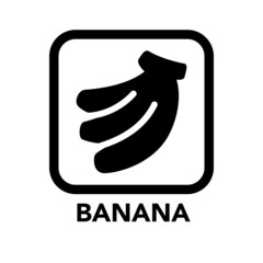 Square frame banana icon, one of the food allergy icons set
