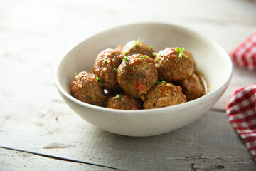 Traditional homemade meatballs with sauce