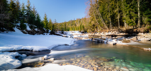 Winter mountain river.