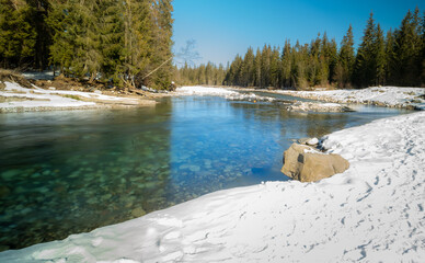 Winter mountain river.