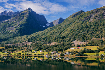 landscape on the fjords of norway at summer time