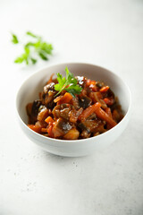 Homemade eggplant ragout with carrot