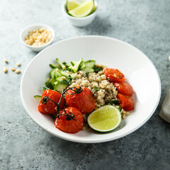Healthy quinoa bowl with tomato confit