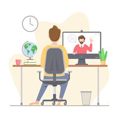 E-learning, Online education Vector flat modern illustration