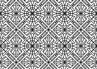 simple pattern with folk style ornaments drawn on a white background for coloring, vector, tile, coloring, book