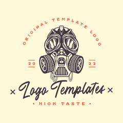 Robot head character template logo with car wheel themed poison mask. vector