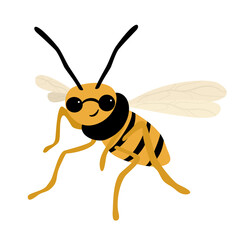 cute funny cartoon vector character wasp illustration isolated on white background
