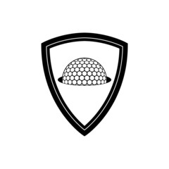 Golf Ball Shield Emblem Logo Design isolated on white background