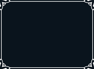 Black vector background with border frame. Rectangular horizontal blackboard with chalk sign, billboard, web banner, card, plaque, signboard, sticker or label 