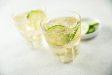 Refreshing homemade lemonade with fresh cucumber