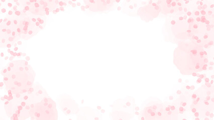 Fototapeta na wymiar 水彩風　桜吹雪のフレーム　花吹雪　春の背景装飾イラスト　メッセージカード　コピースペース　コピースペース