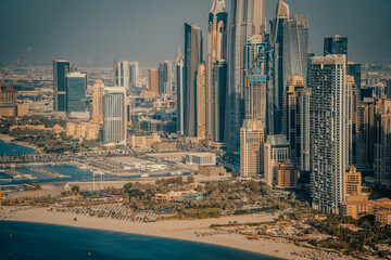 Dubai Marina with beautiful city sunset time