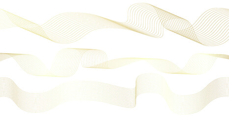 Abstract background with gold line wave. Luxury style. Tech pattern. Curved wavy line, smooth stripe. Vector illustration.