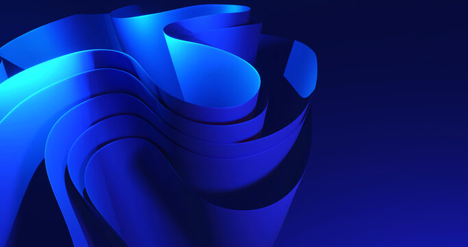 Soft wavy shapes. Trendy modern abstract background. 3D render illustration