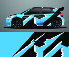Fototapeta premium Rally car decal graphic wrap vector, abstract background