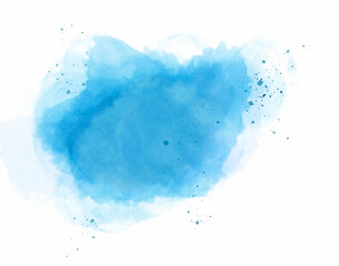 Blue Dust Explosion Isolated on White Background. Abstract hand drawn watercolor stains background. Blue color powder explosion on white background.