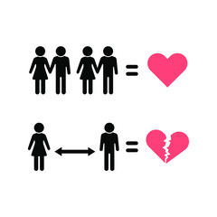 Love and hate relationship vector icon