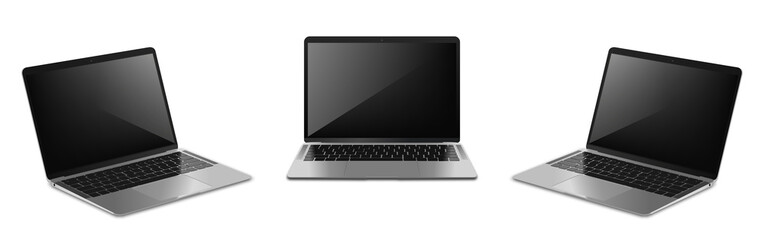 Laptop mock up with black screen. Vector illustration