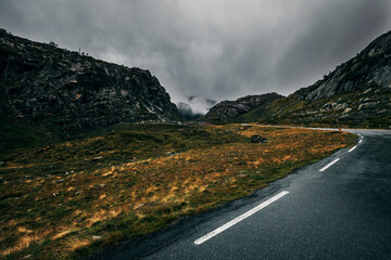 Naklejka premium road to the mountains in norway