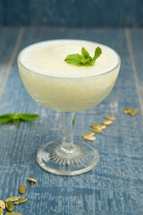 Milk melon Smoothie in glass with mint