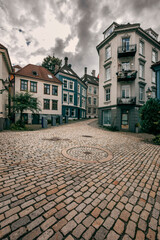 view of the streets in the old city of bergen in norway on a summer day