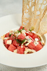 Watermelon and mixed tomato salad