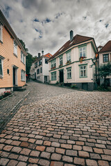 Fototapeta na wymiar view of the streets in the old city of bergen in norway on a summer day