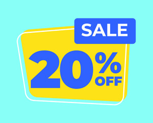 20% off tag twenty percent discount sale blue letter yellow background
