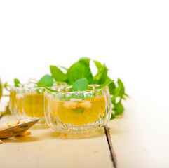 Arab traditional mint and pine nuts tea