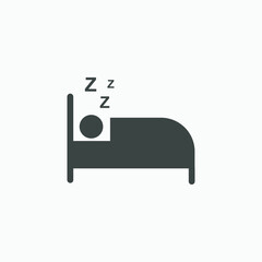 Sleeping in bed icon vector isolated